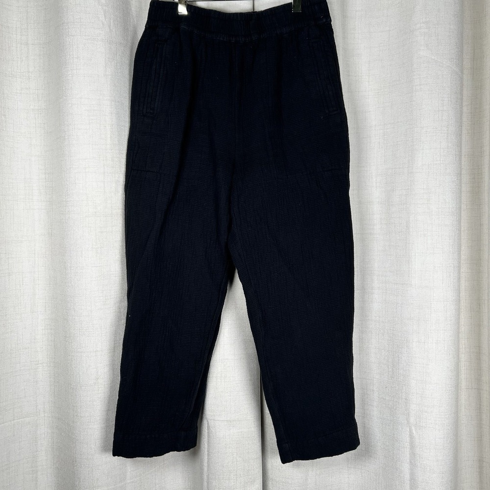 Madewell Waffleback Pull-On High-Rise Tapered Pants Black Small Cotton NA966